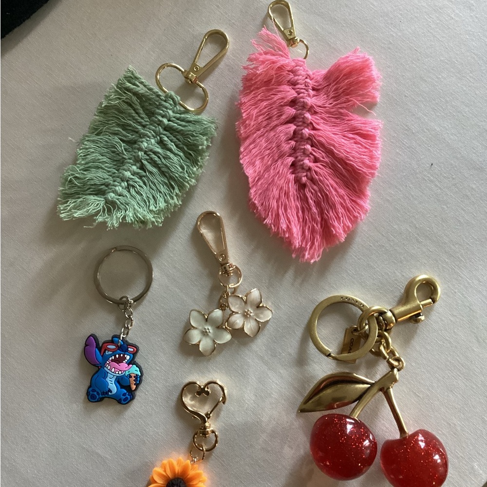 Colorful Keychain lot with Cherry and Floral Charms